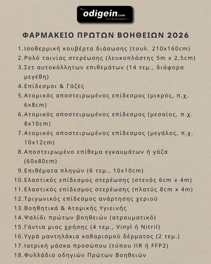 φαρμακειο πρωτων βοηθειων 2026